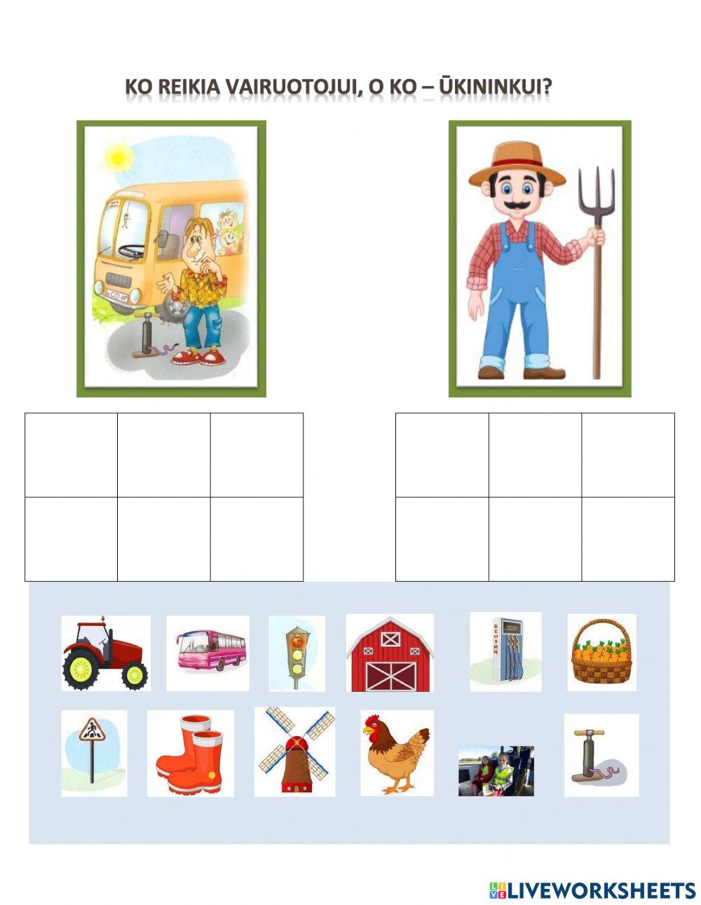 Profesijos - vairuotojas, ūkininkas