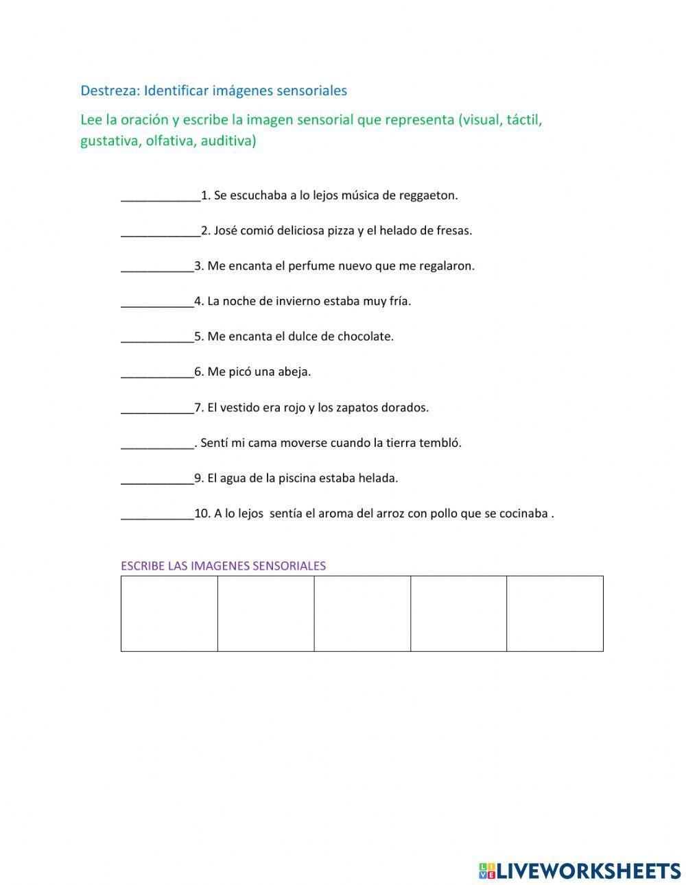 Imágenes sensoriales