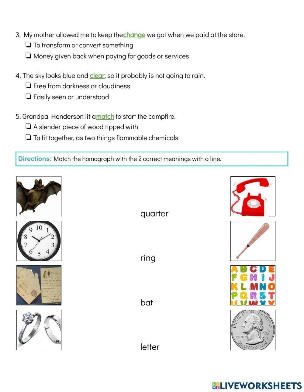 Homophones and Homographs