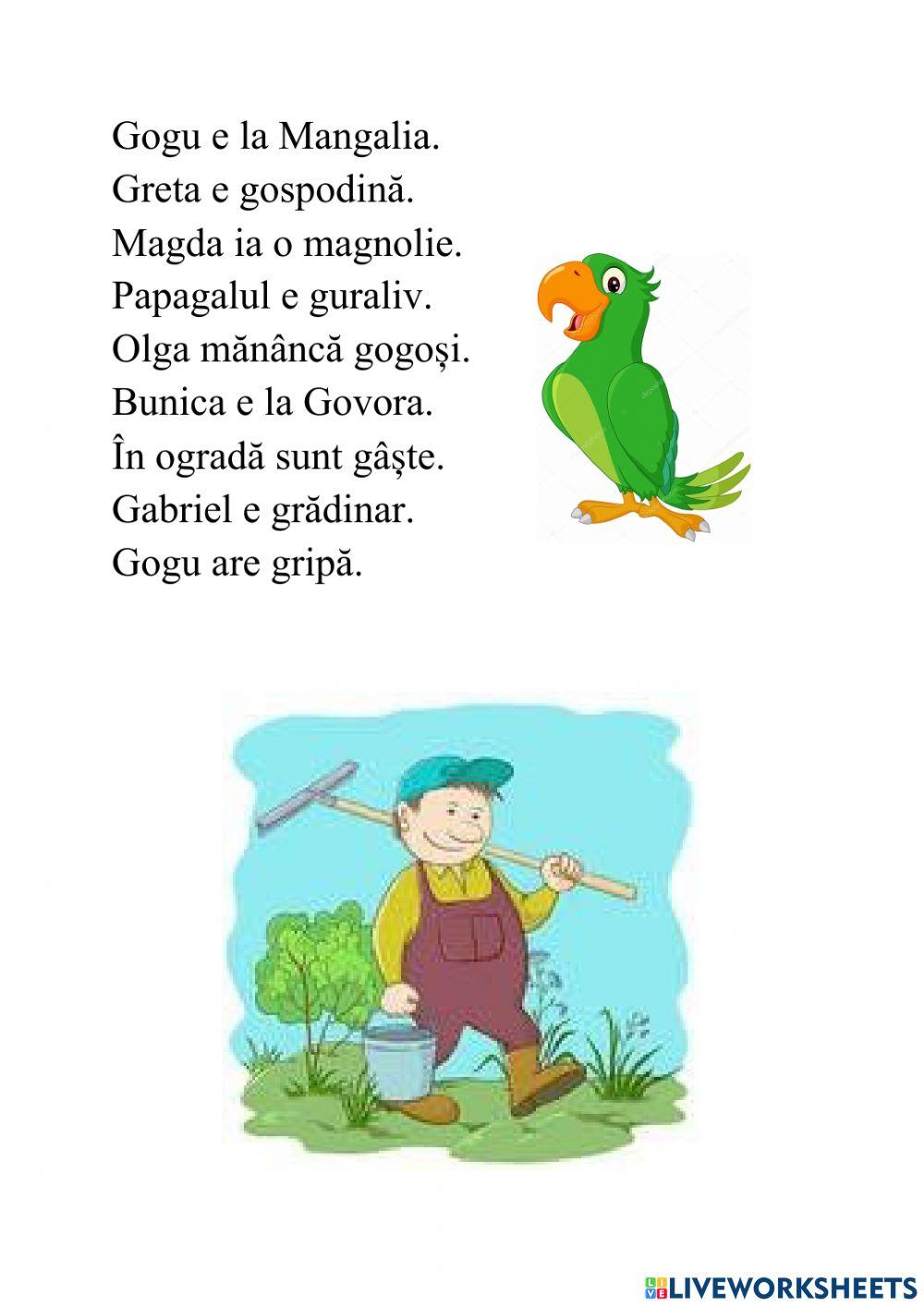 Fișă de citire-g, G