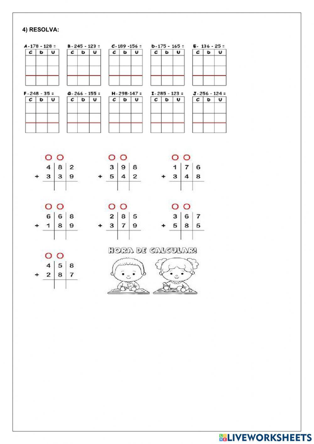 Revisão de matemática 4º ano