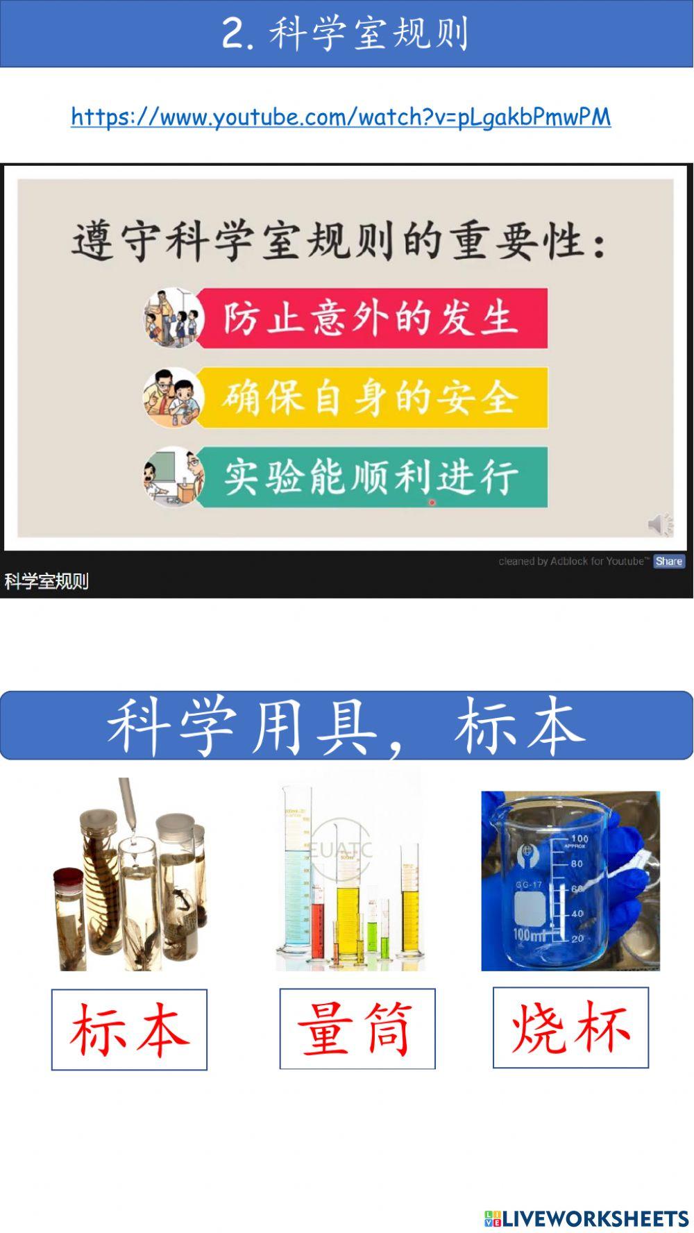 2. 科学室规则 （5,6,7,8, ） - liveworksheet (1) - read & understand
