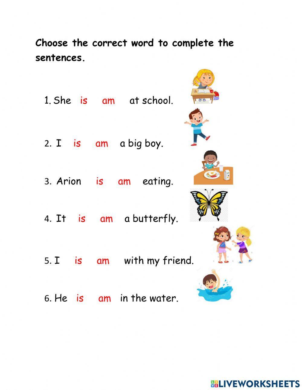 Simple present tense am is or are liveworksheets