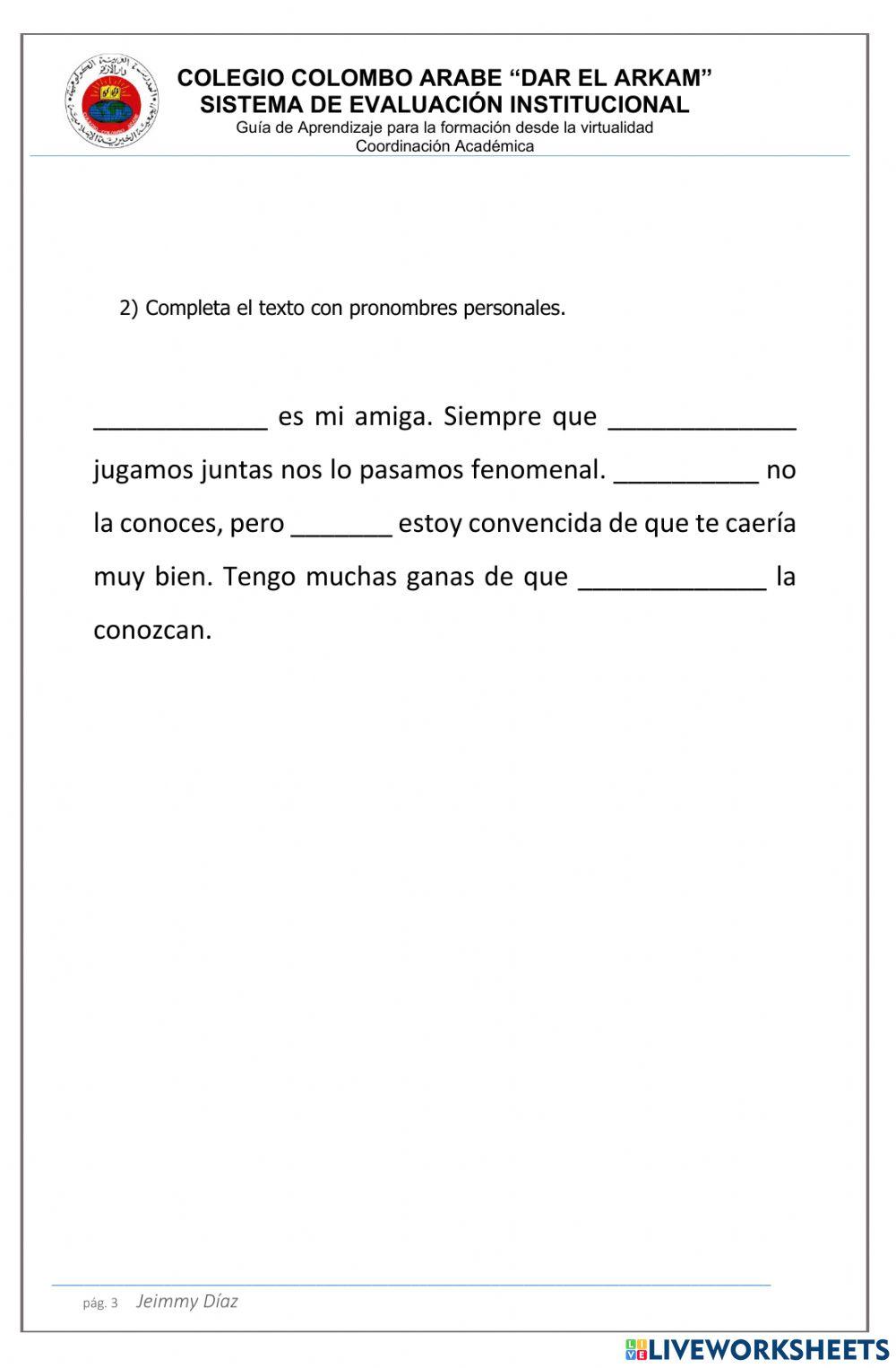 Verbos y pronombre personales