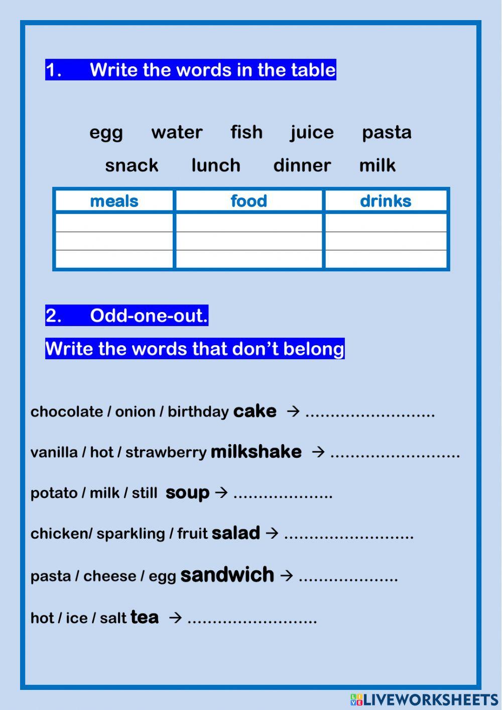 Food and drink - SUPER EASY