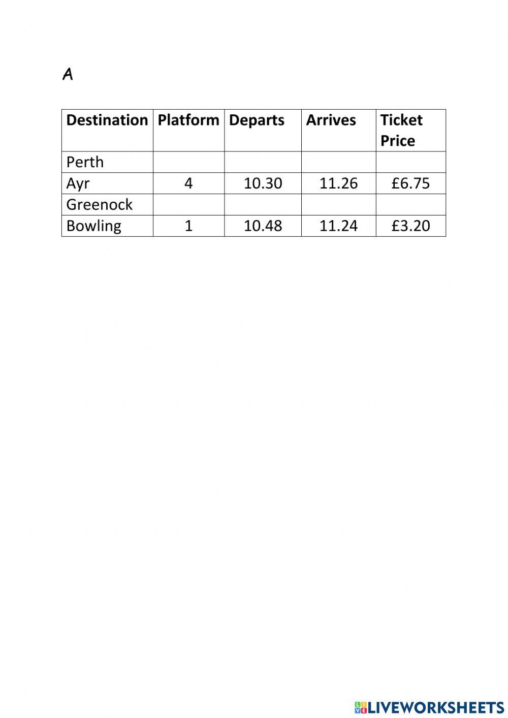 Asking questions about trains