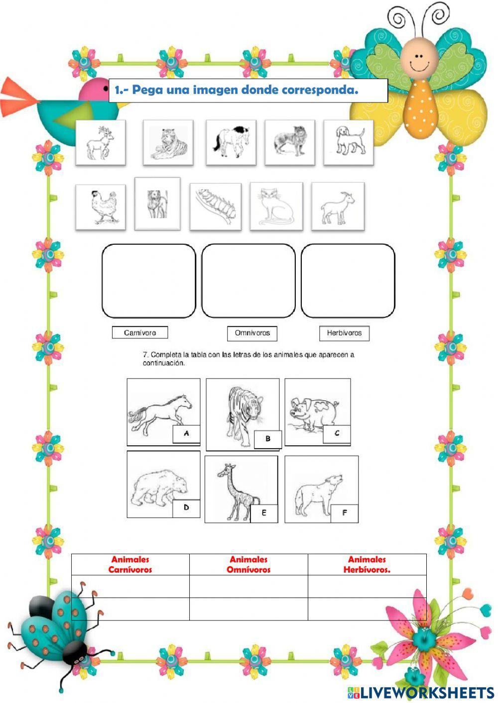 tabla de animales herbívoros