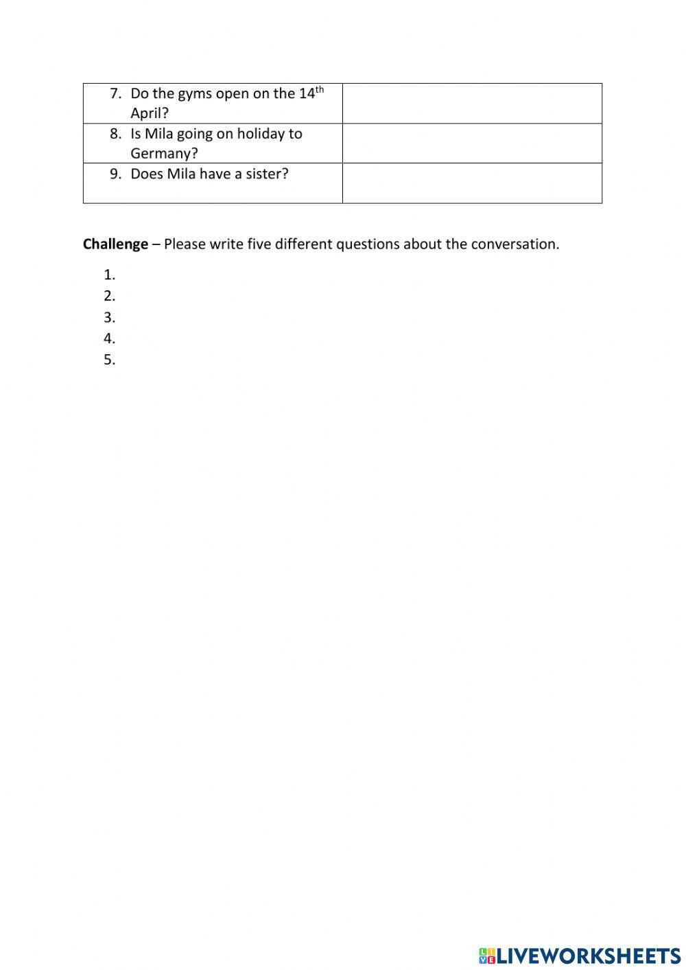 Speaking and Listening - Yes-No Questions