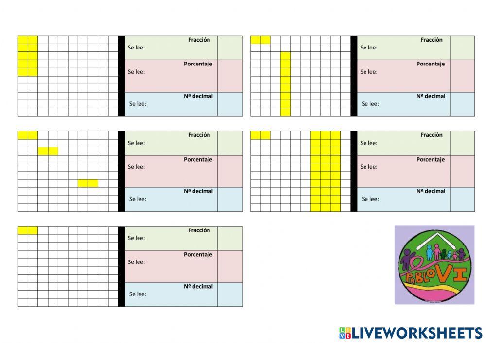 Fracciones, porcentajes  y números decimales