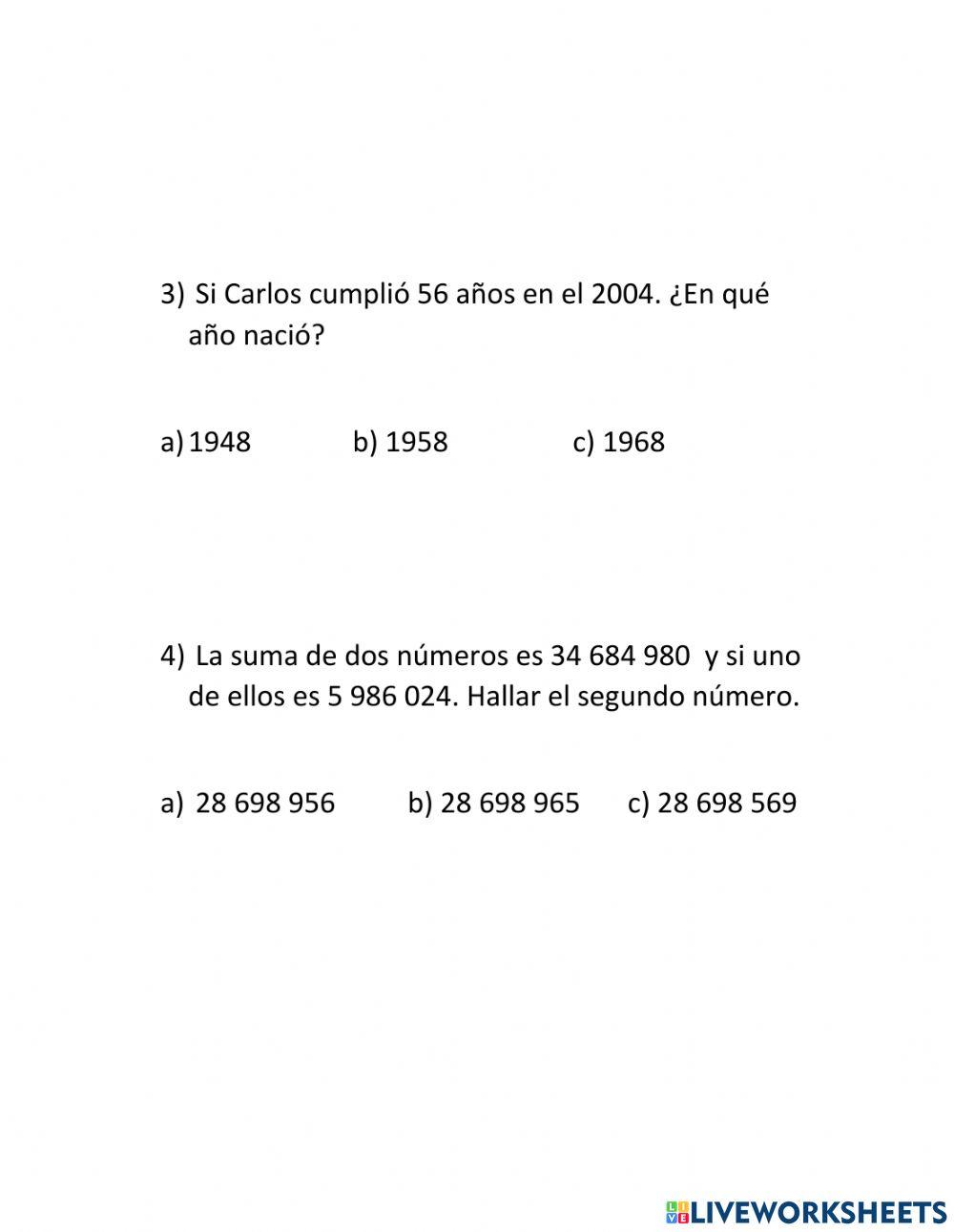 Restas de numeros naturales