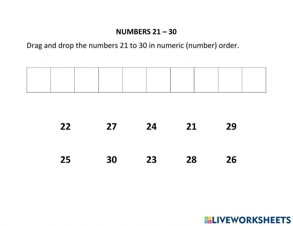 Numbers 21 - 30