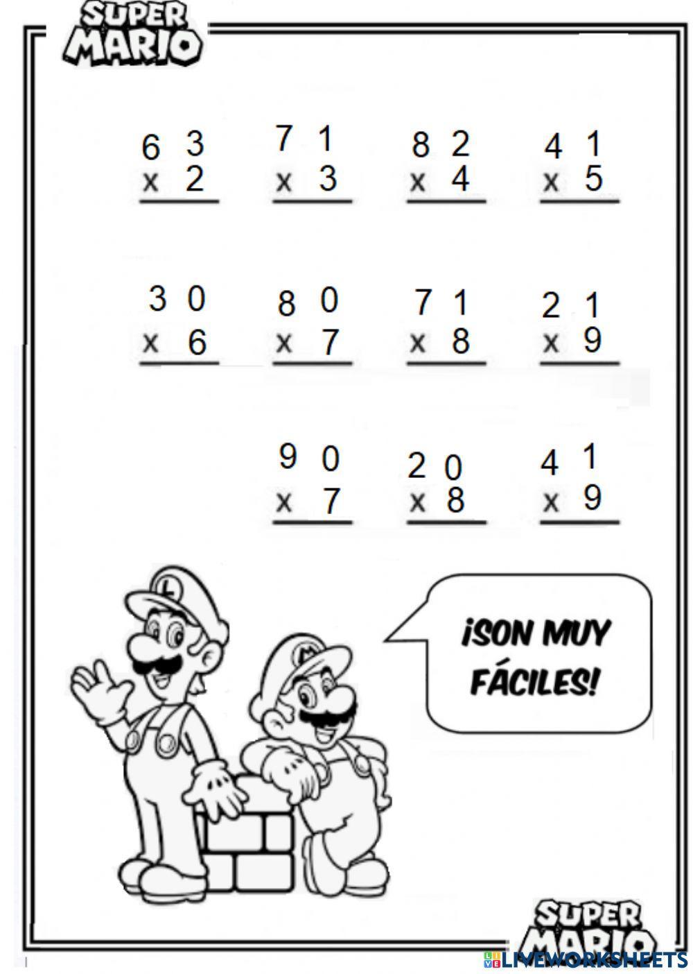 Multiplicaciones sin llevadas