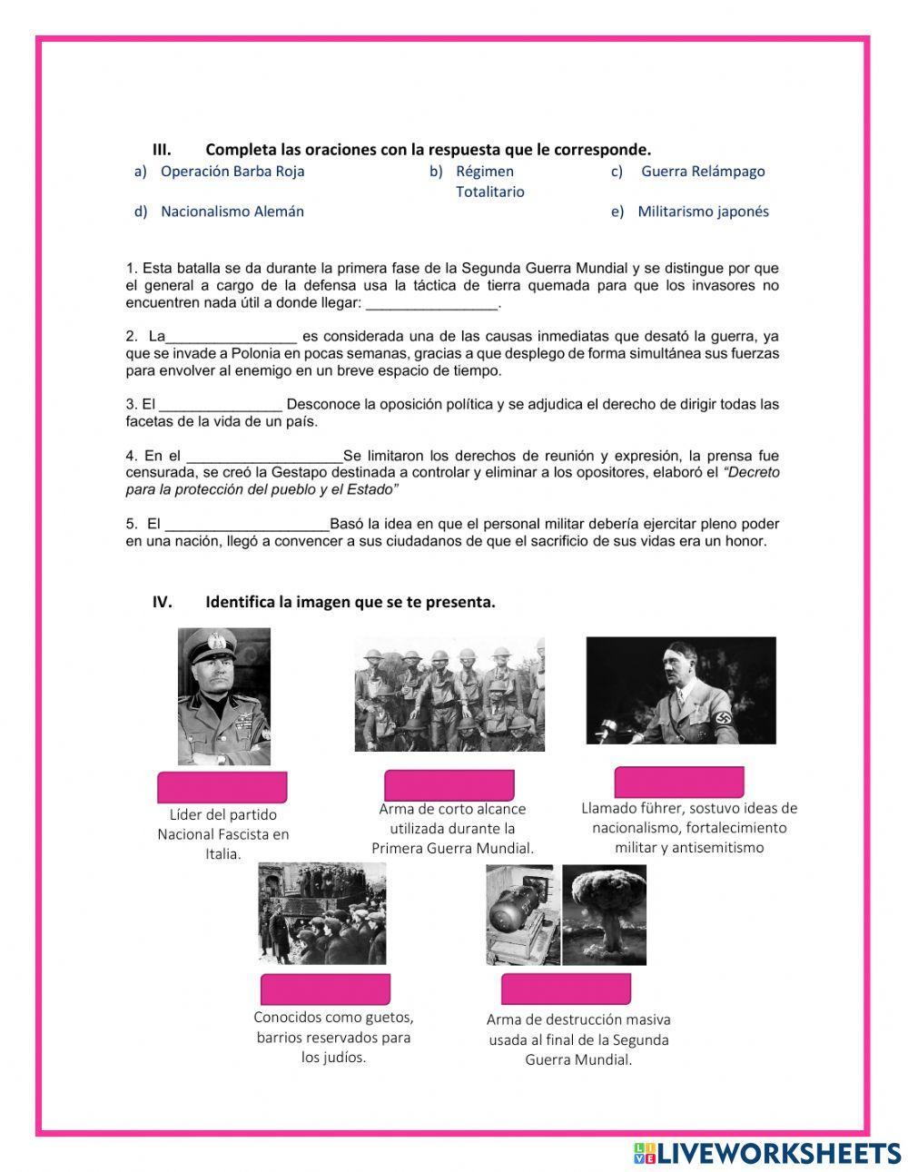 Ejercicio Grandes Guerras