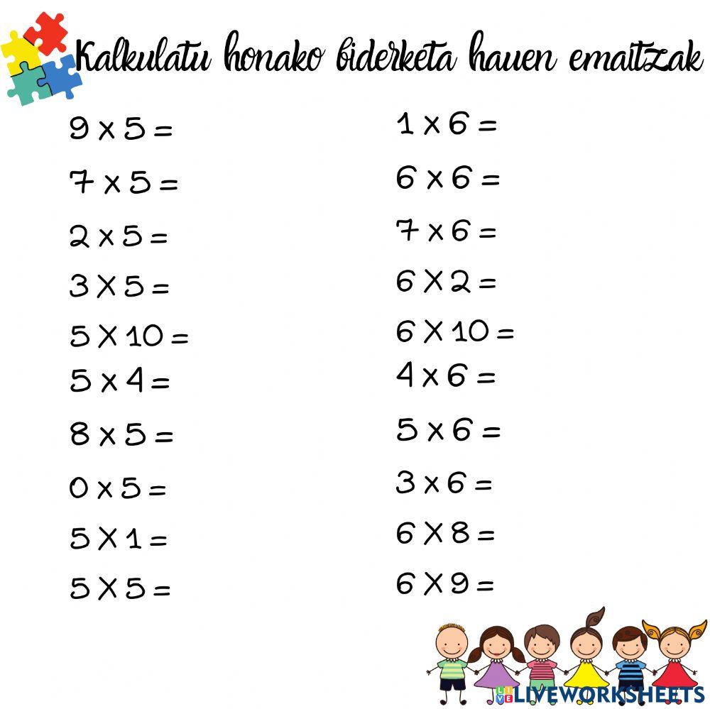 Buruzko kalkulua (biderketak)