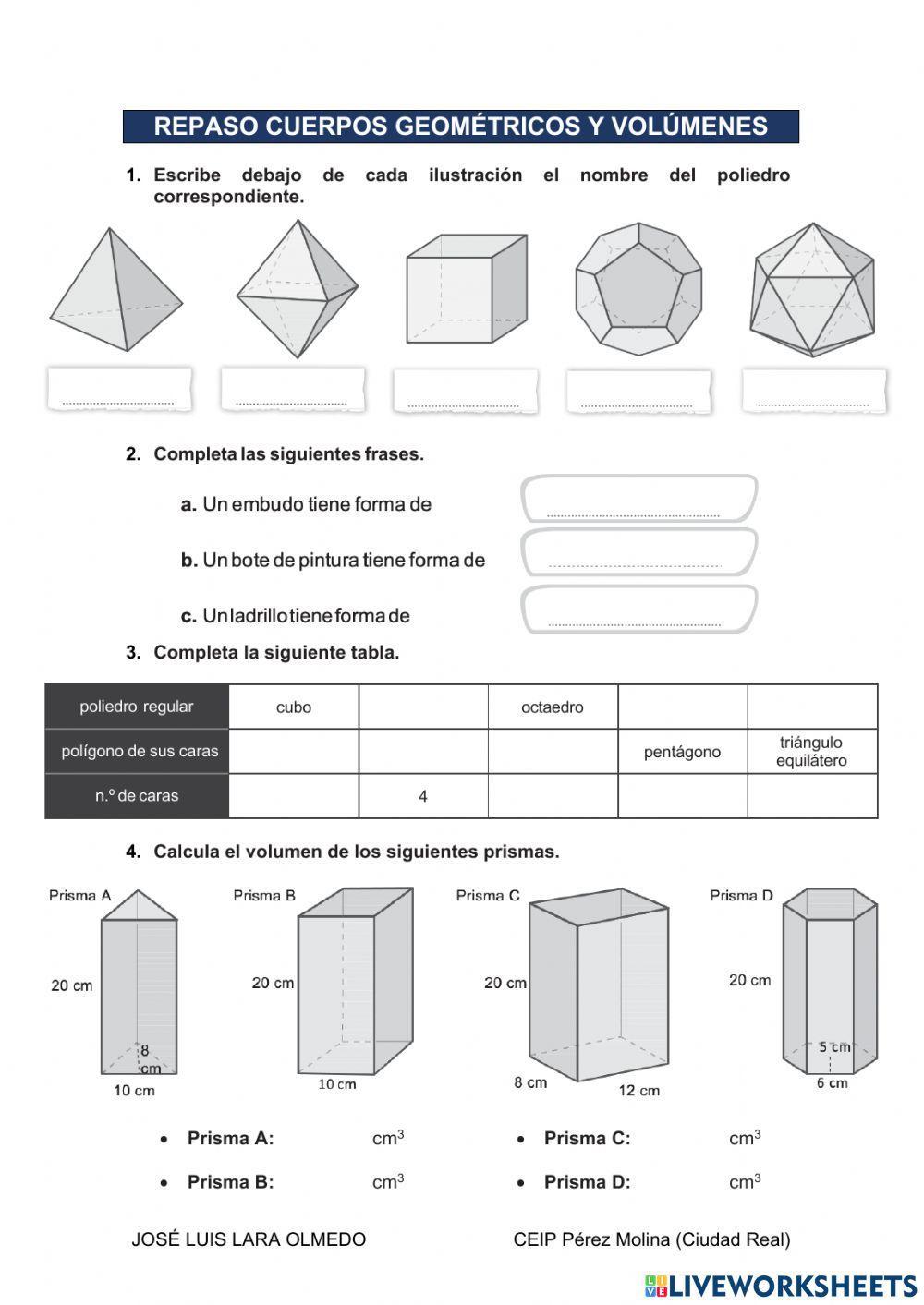 Cuerpos geométricos y volúmenes