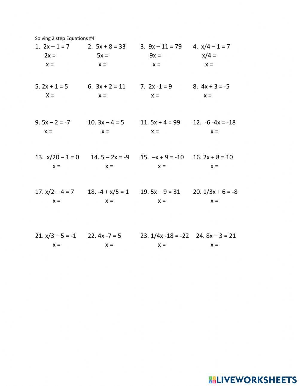 Solving 2 step equations -4