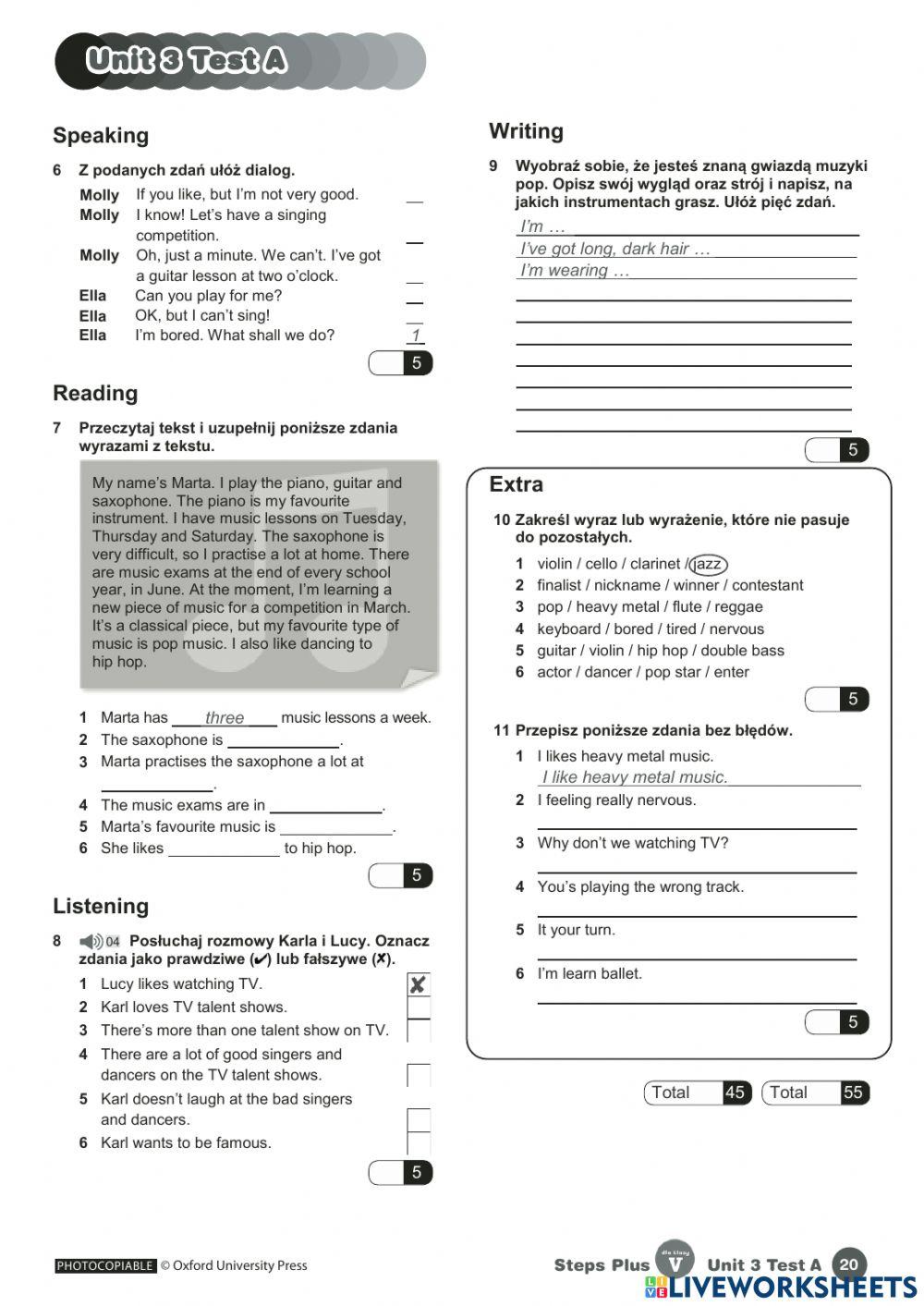 Steps Plus Klasa 5 Testy Pdf 4797966 | Steps Plus 5 unit 3 | Roman Łuc