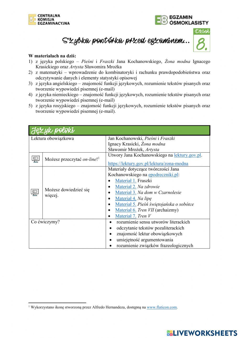 Powtórka dzień 8 do s.9