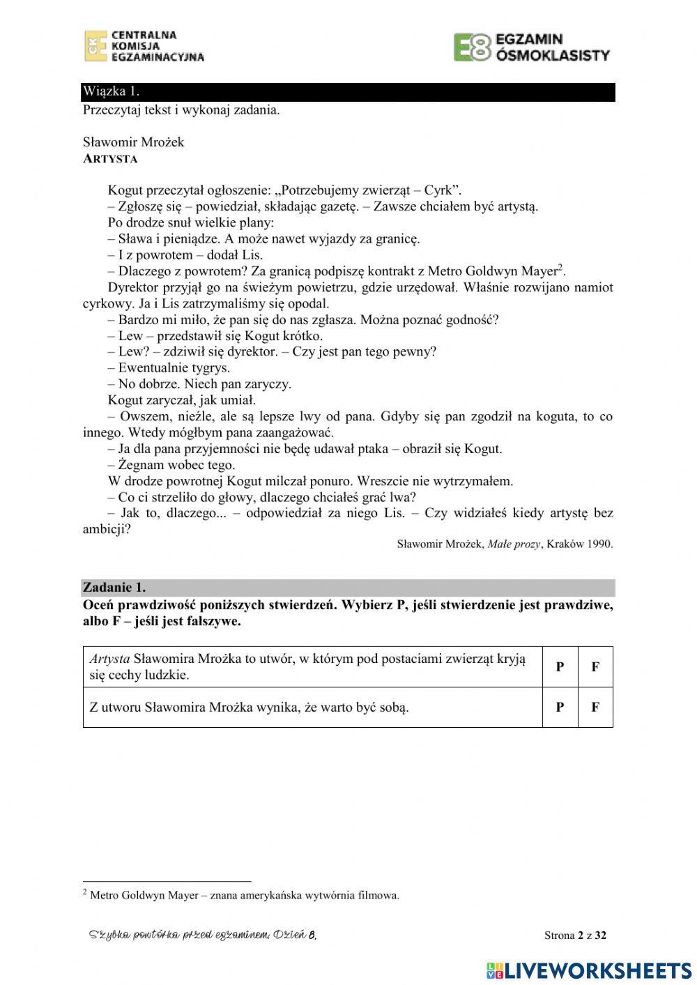 Powtórka dzień 8 do s.9