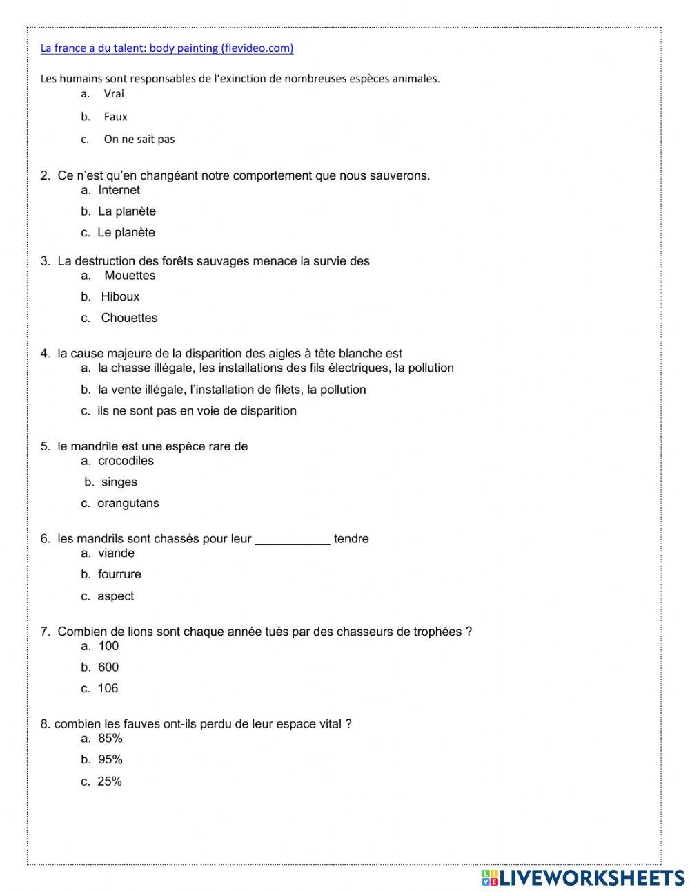 Ecoute:  les animaux en danger -