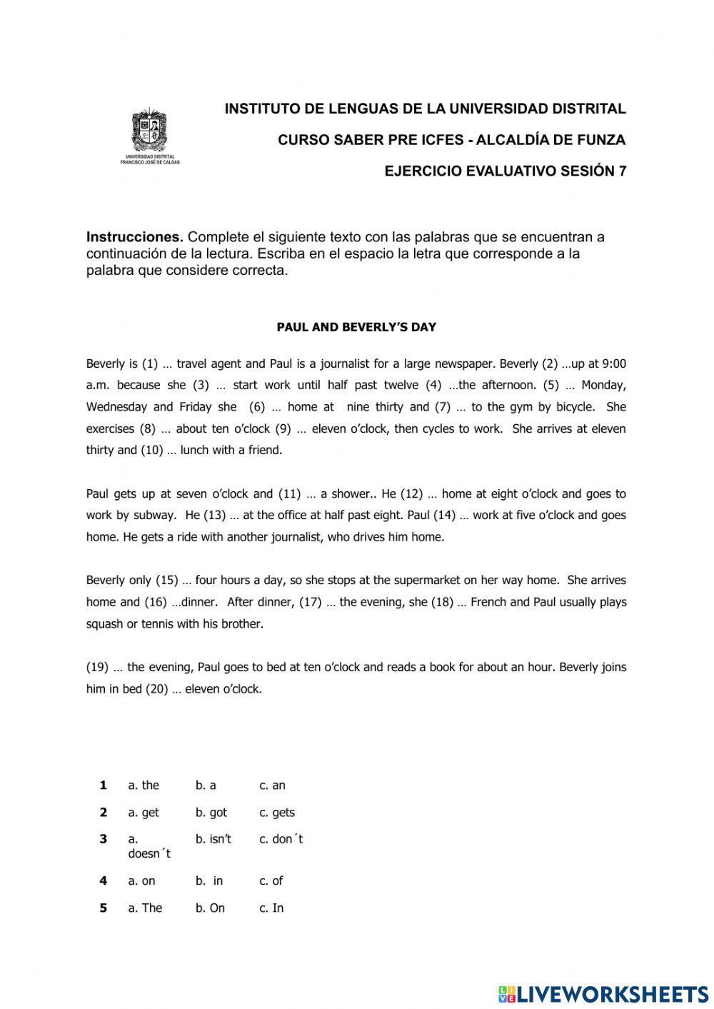 Reading: fill in the gaps exercise