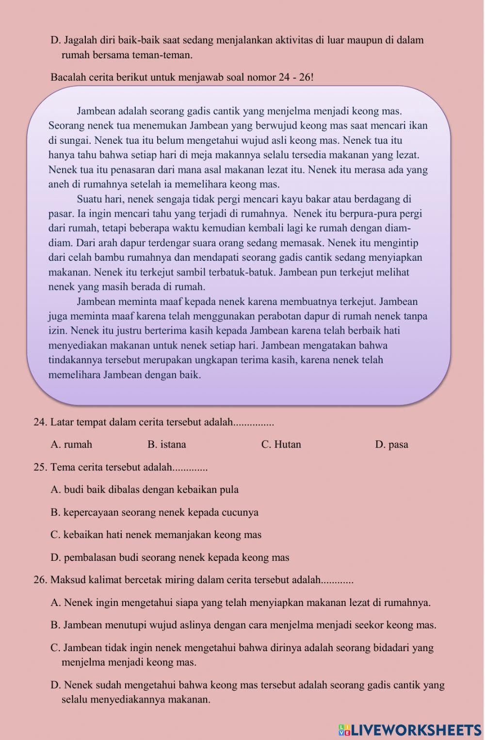 Bahasa Indonesia 1 (Latihan soal)