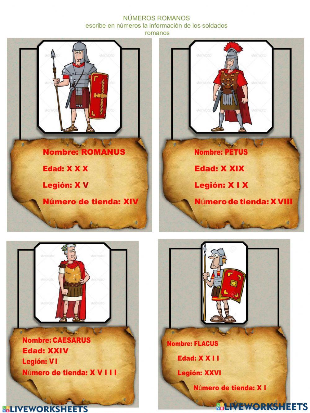 Números romanos hasta el 30