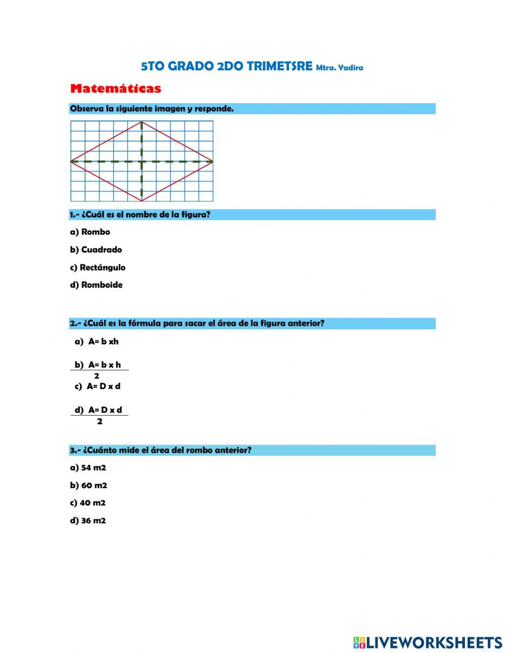 Matematicas segundo trimestre 5to grado