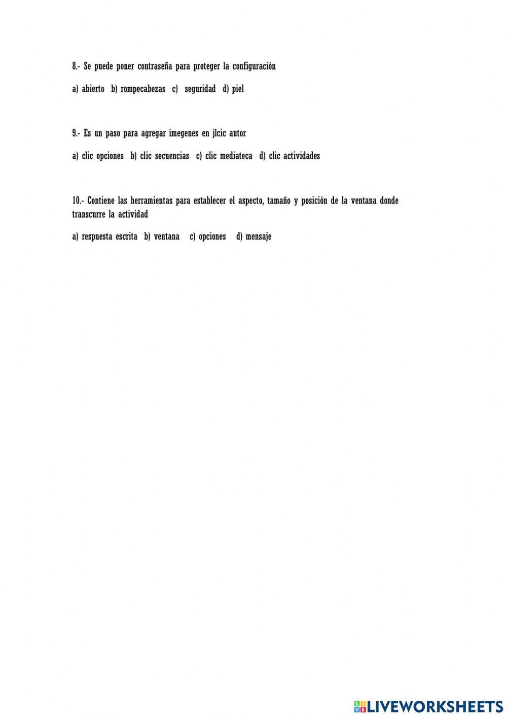 Actividad cuestionario jclic