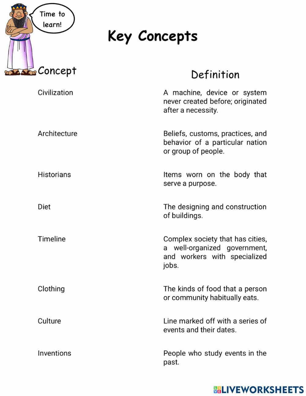 Key Concepts interactive worksheet | Live Worksheets