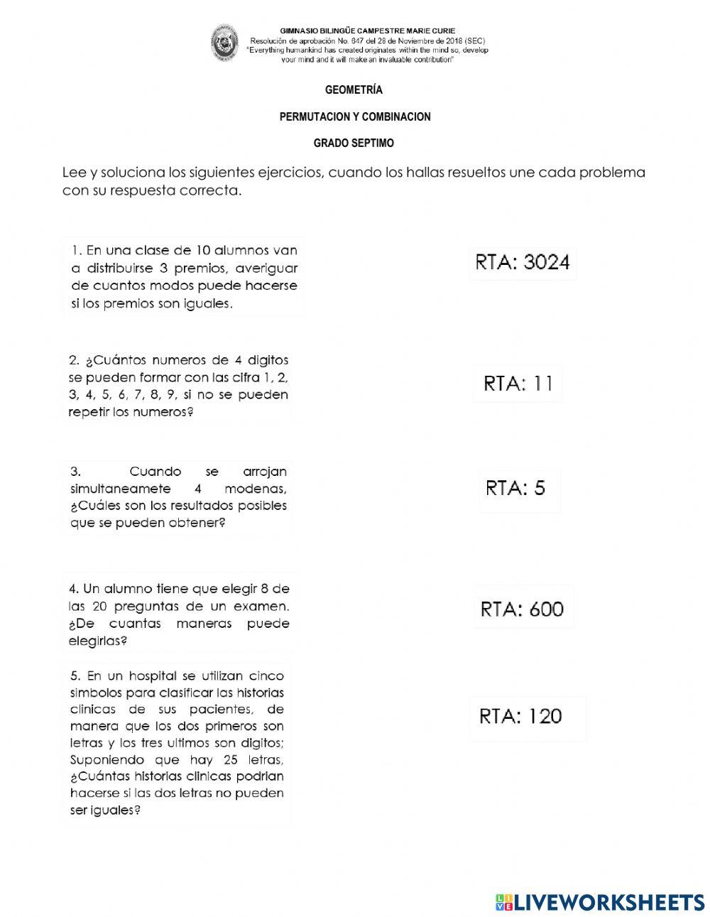 Permutación y Combinación