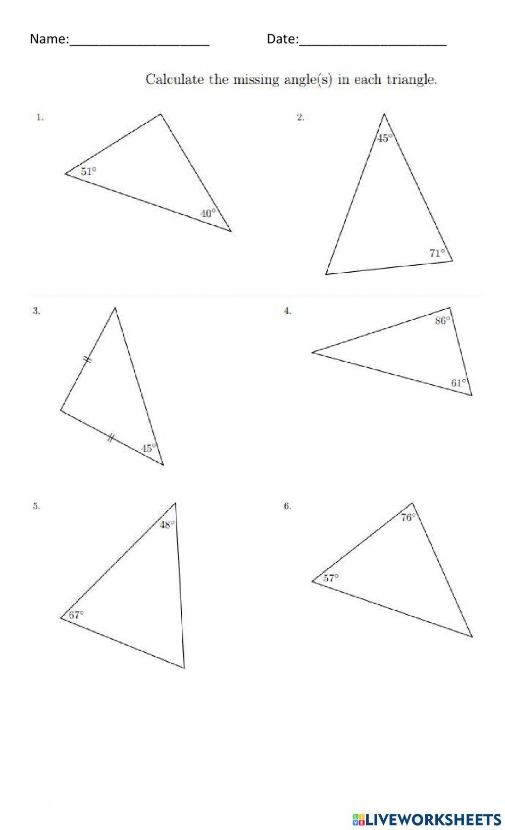 Geometry- Calculating Missing Angles