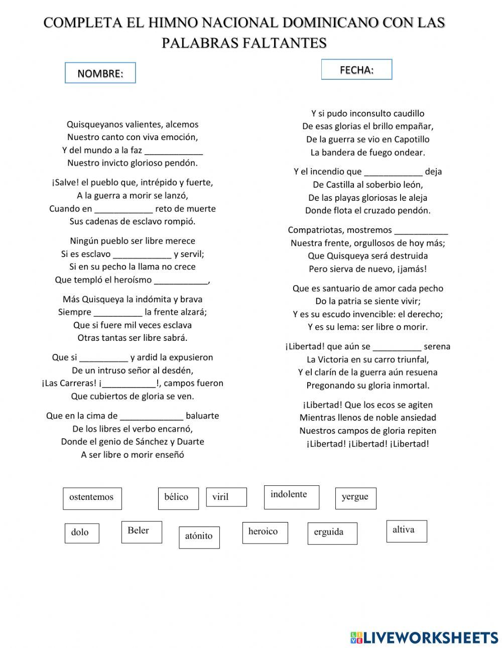 HIMNO NACIONAL DOMINICANO 