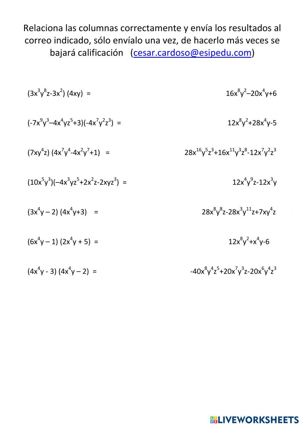 Polinomio por monomio sem 25 A