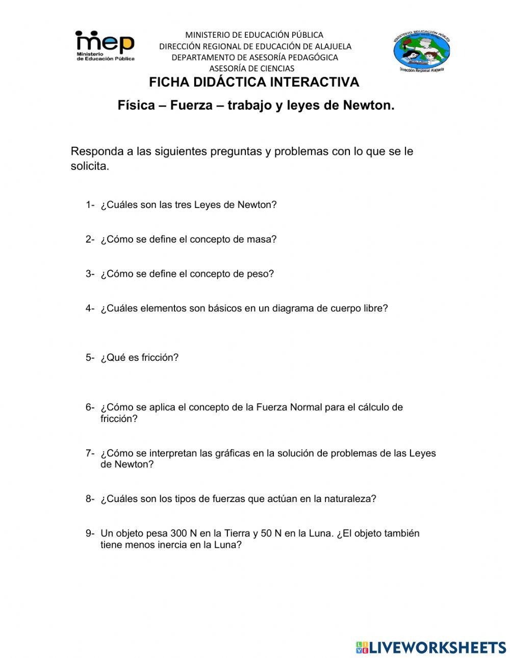 Física fuerza y trabajo