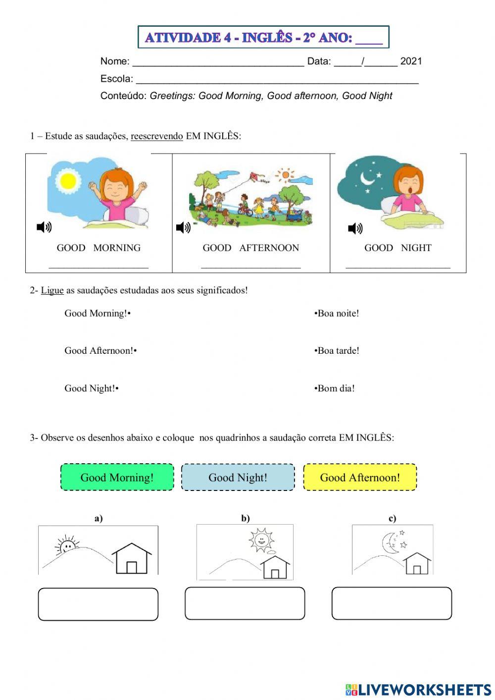 2° ano - INGLÊS - SEMANA 4