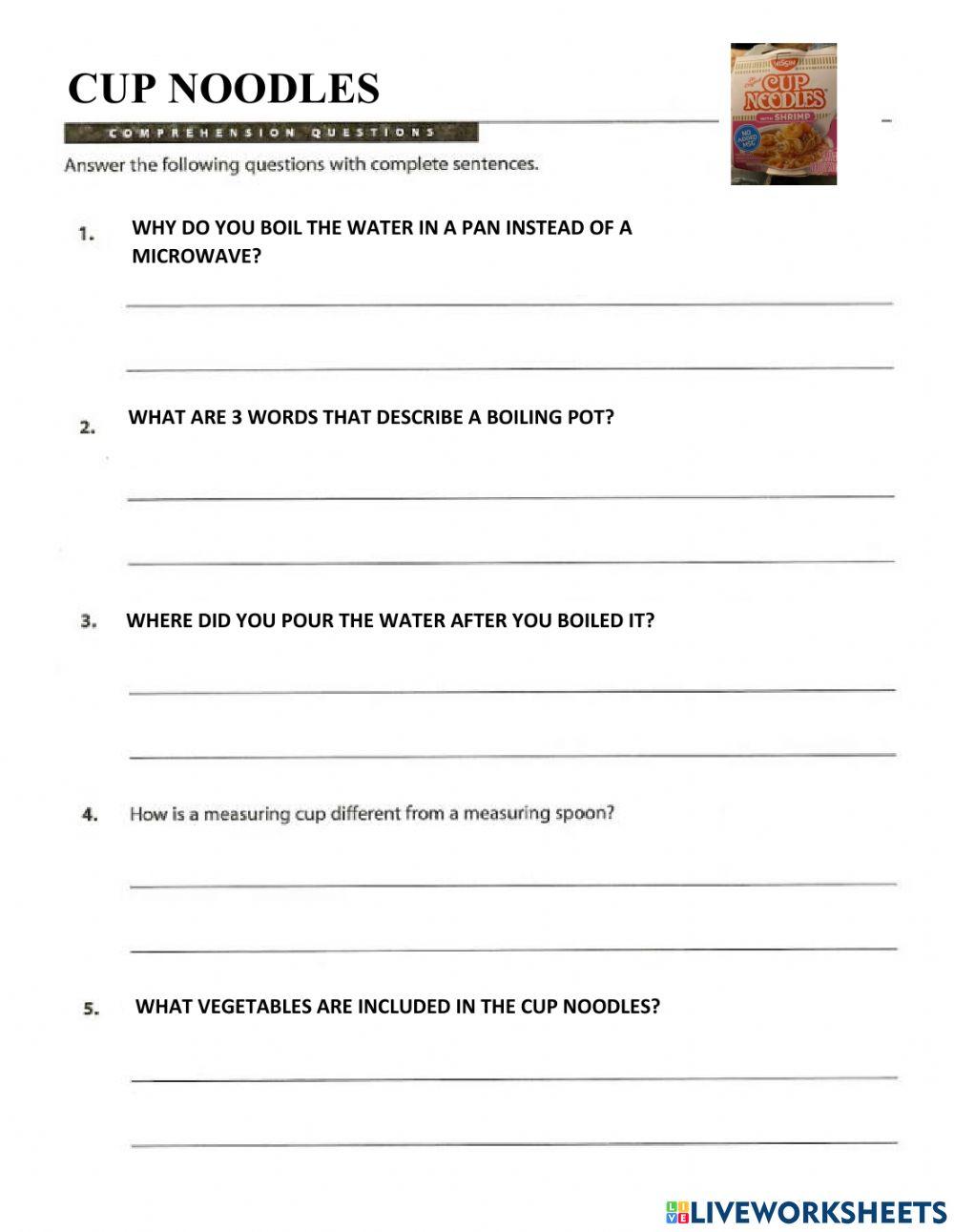 Cup noodles cooking class