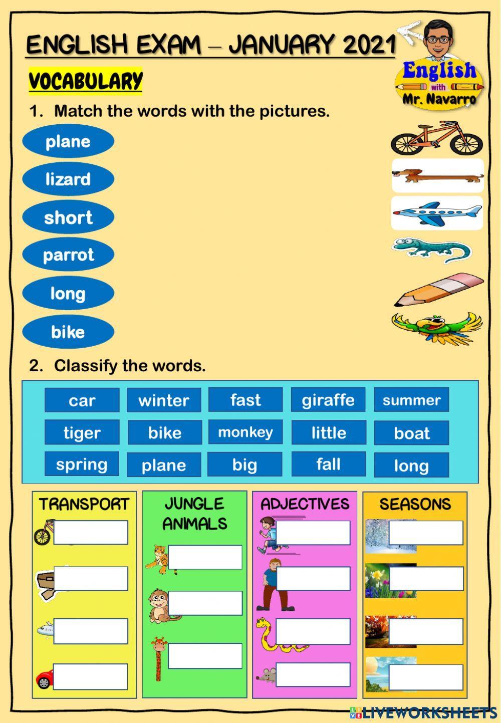 English Exam - January 2021 (English with Mr. Navarro)