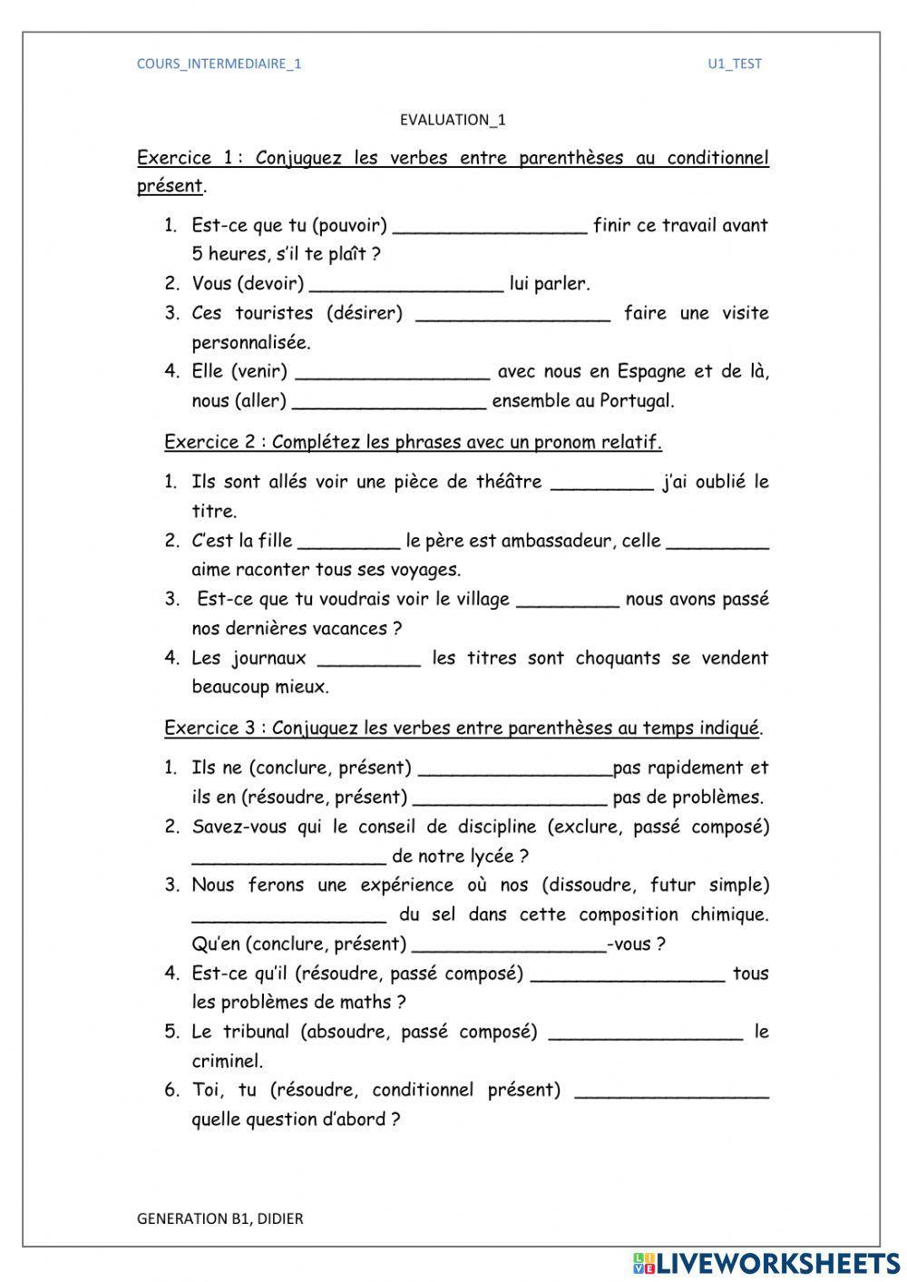 GENERATION B1-unité 1