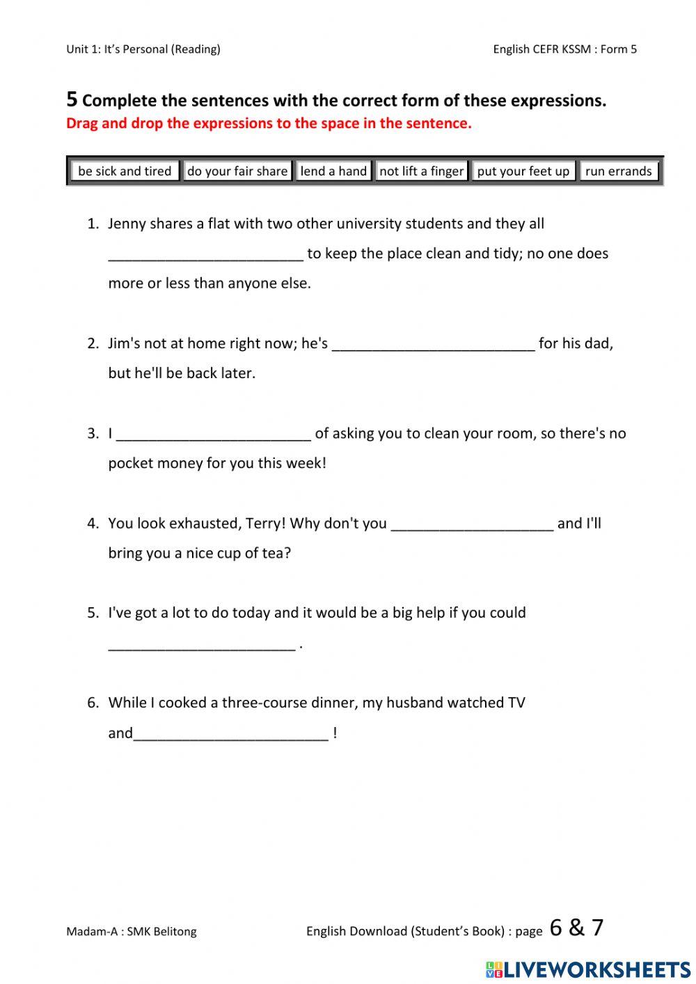 English CEFR Form 5 Unit 1: Page 7 (Reading)