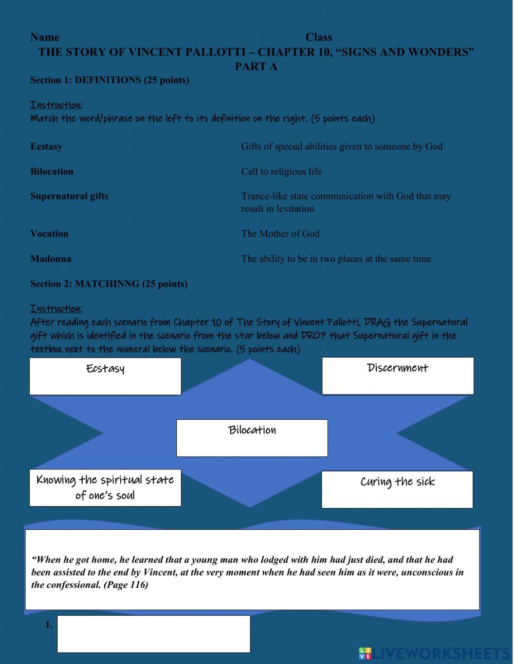 THE STORY OF VINCENT PALLOTTI CHAPTER 10 TEST-PART A