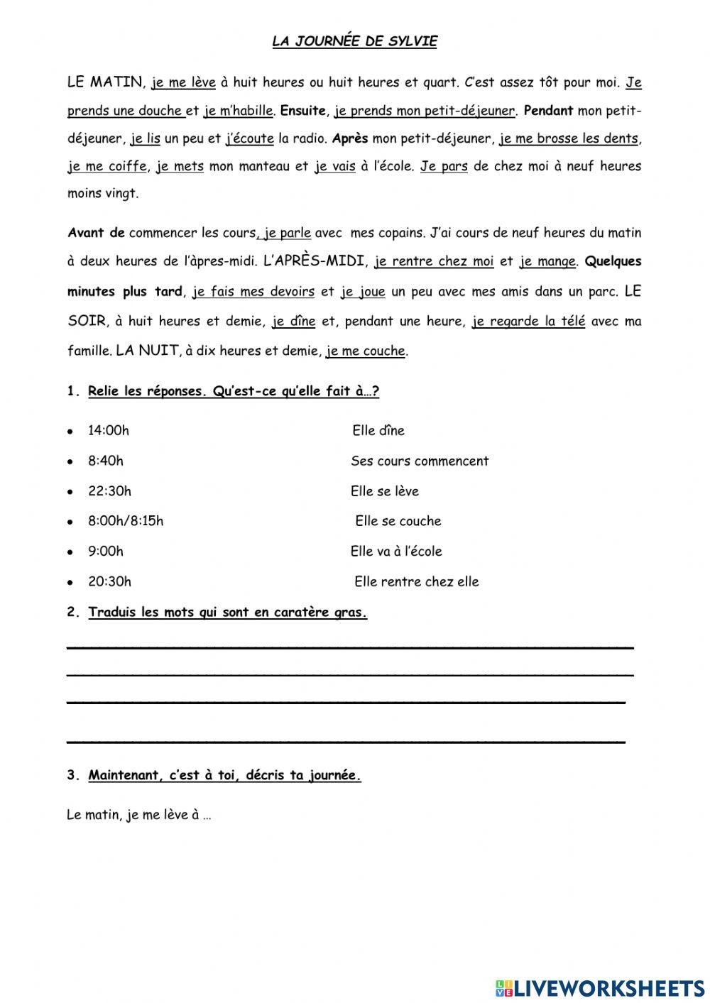 La journée de sylvie