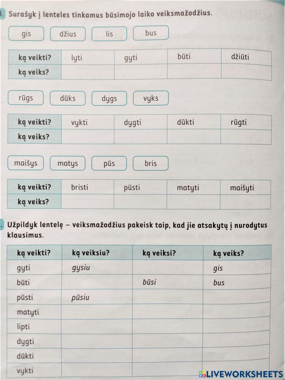 Būsimojo laiko veiksmažodžiai