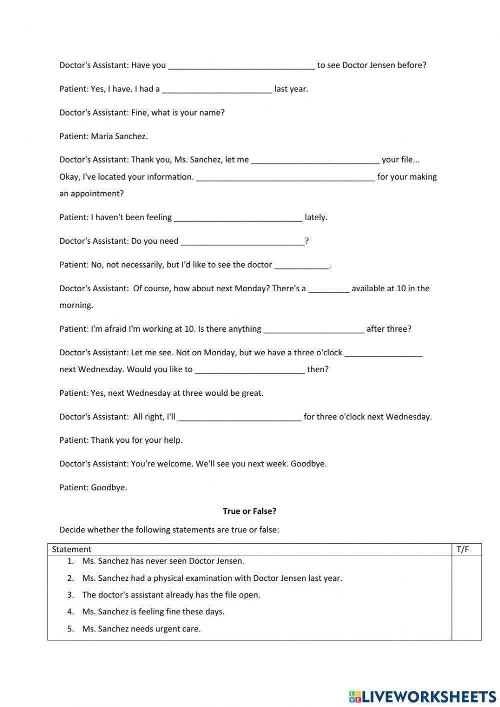 Making a doctor's appointment.