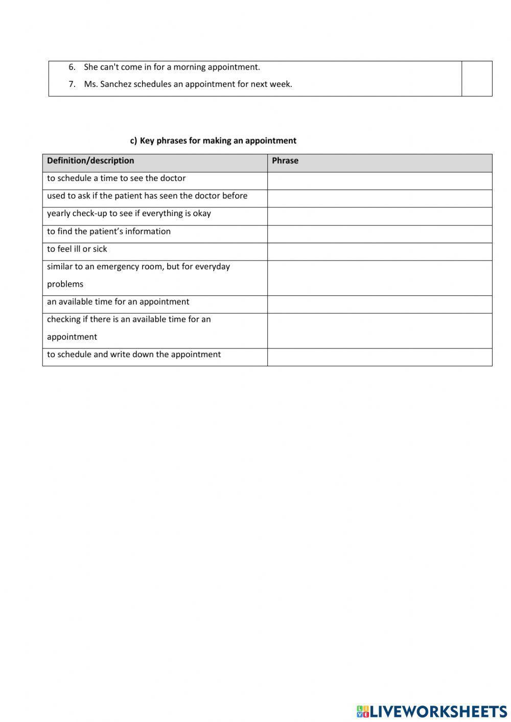 Making a doctor's appointment.