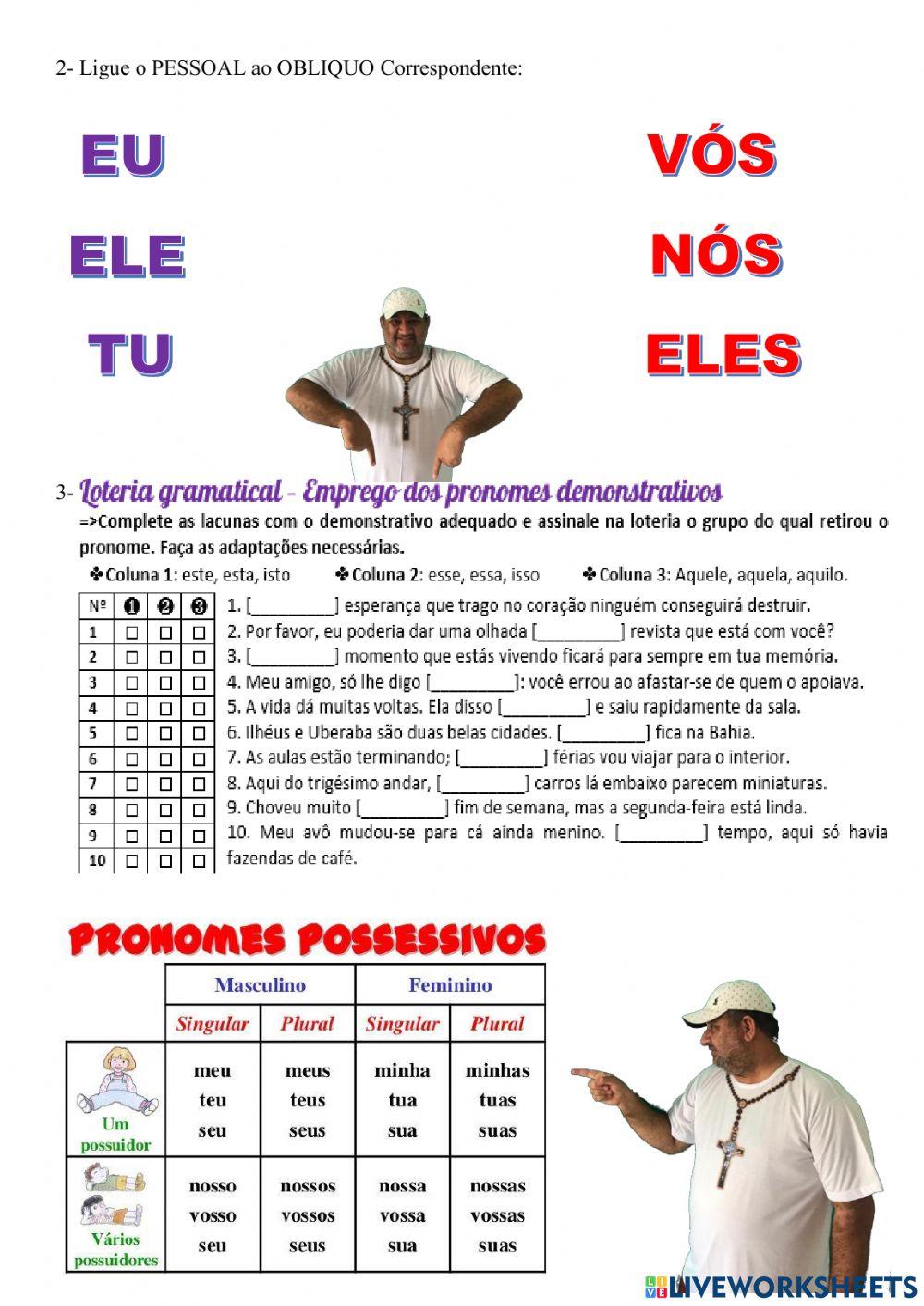 Atividades com pronomes pessoais