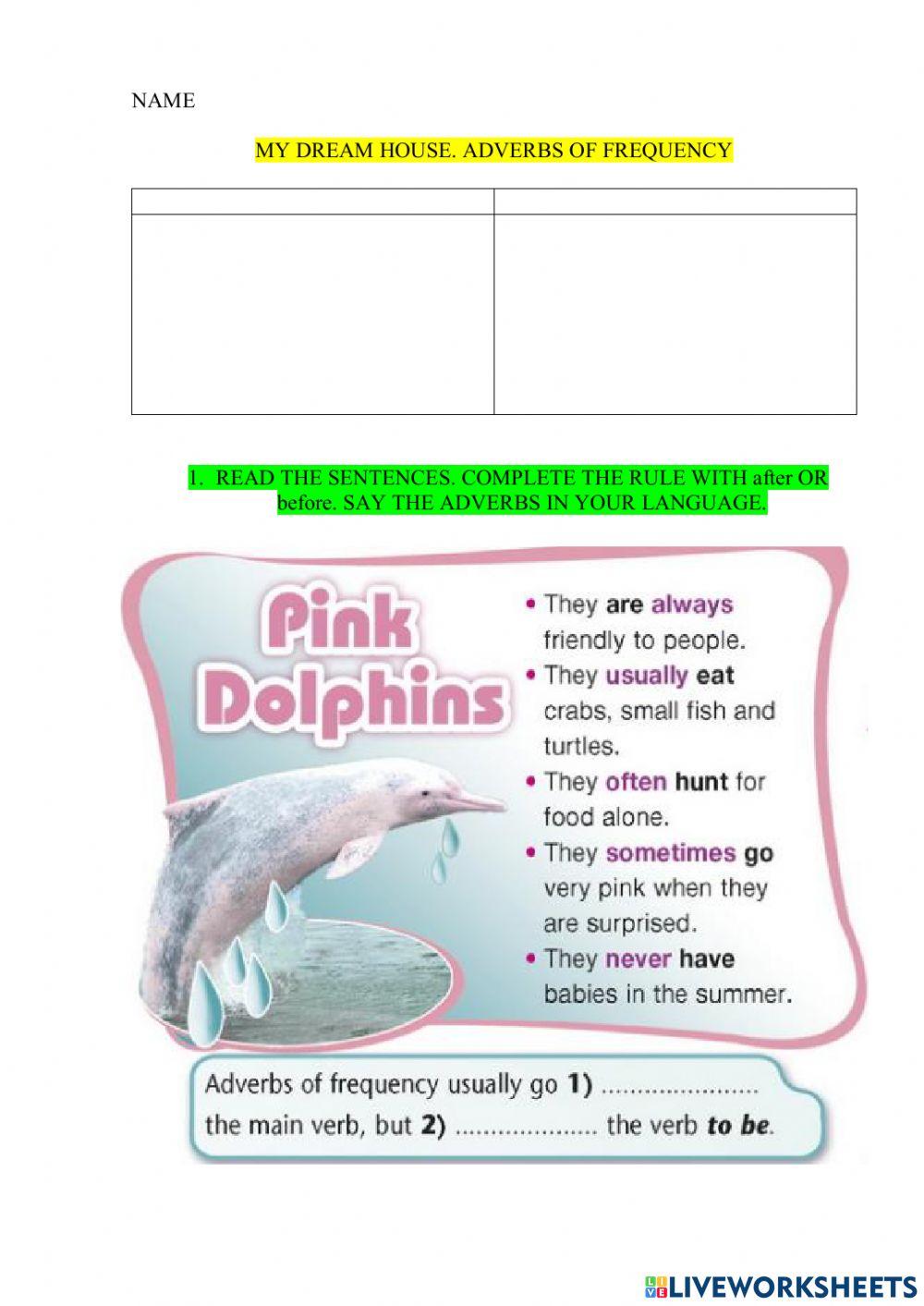 My dream house. Adverbs of frequency