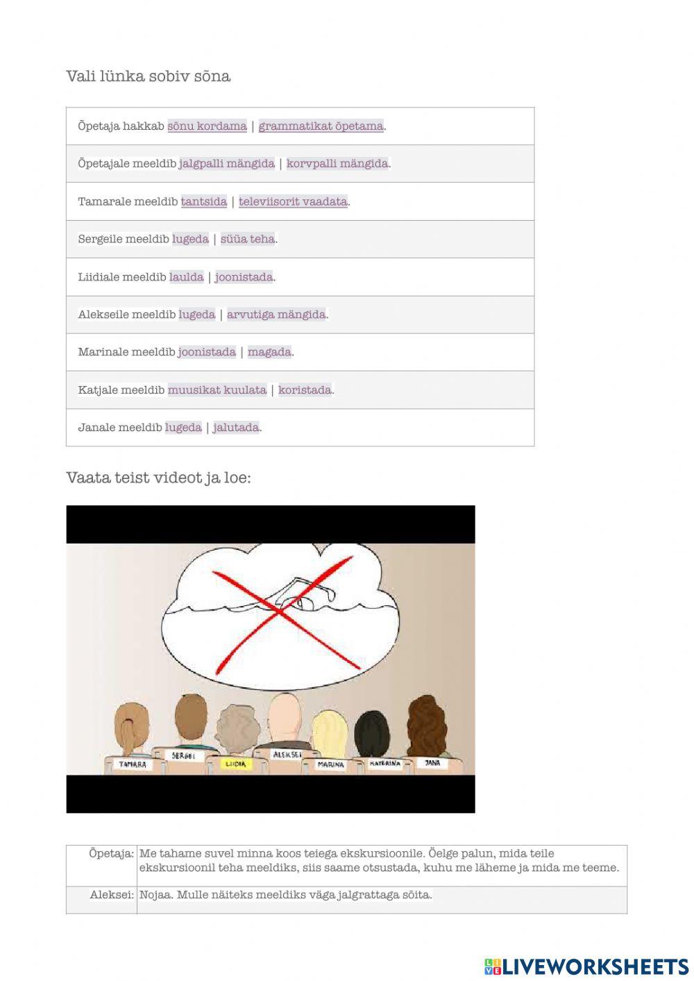 Mulle meeldib - ei meeldi