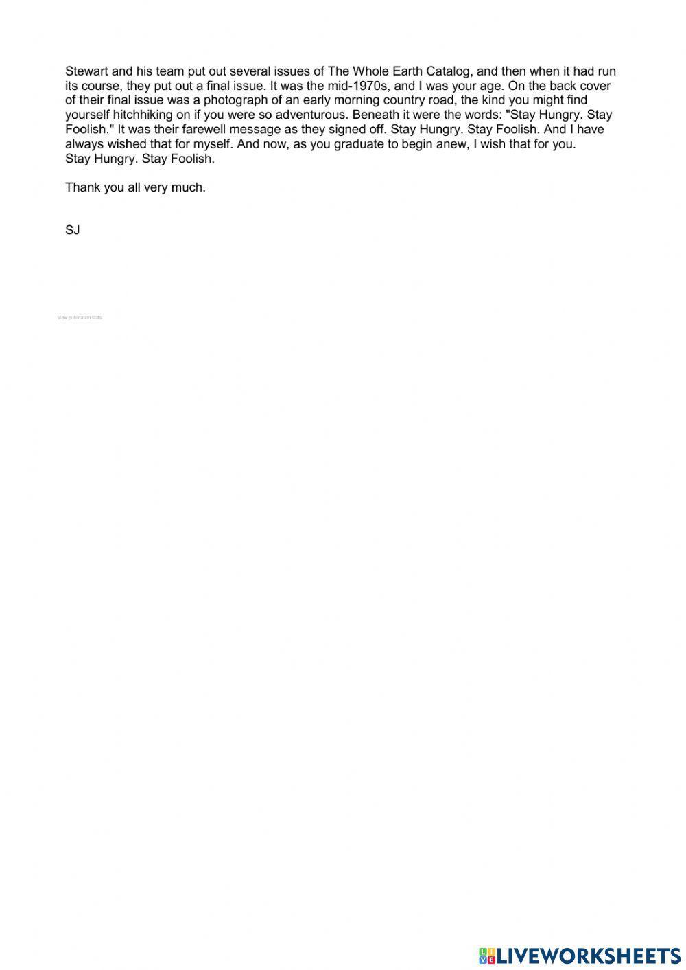 Steve Jobs - Commencement Speech at Stanford