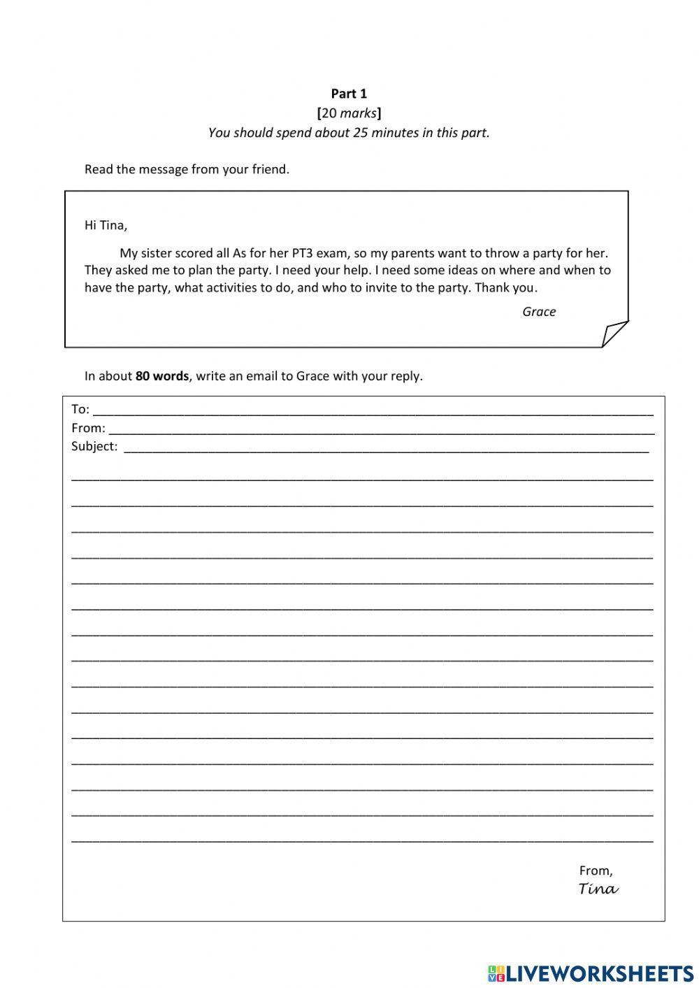 Email (Form 3 Unit 1 English Close Up) LiveWorksheets